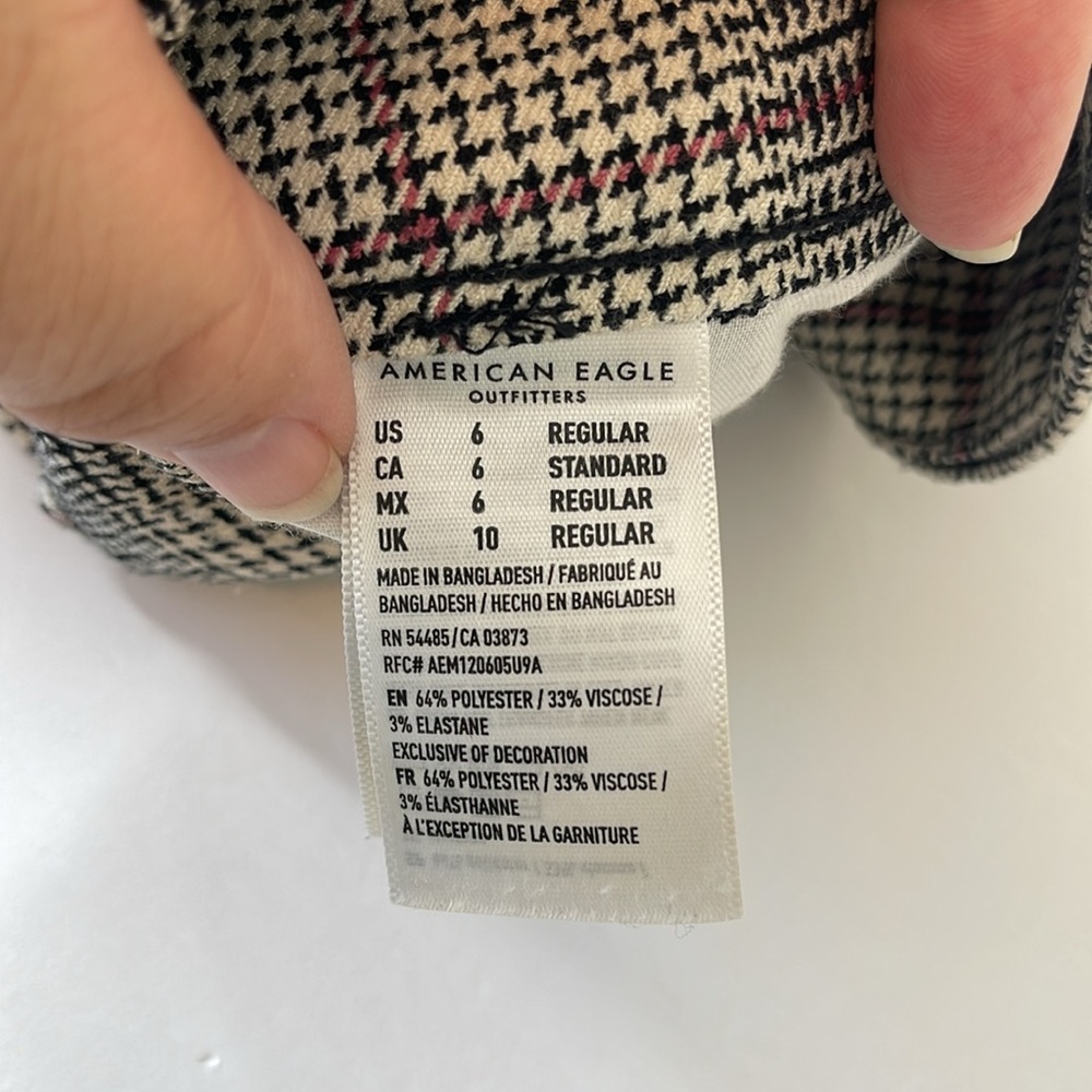 American Eagle Super High Rise Skinny Trousers Black Plaid Size 6 - Picture 8 of 12